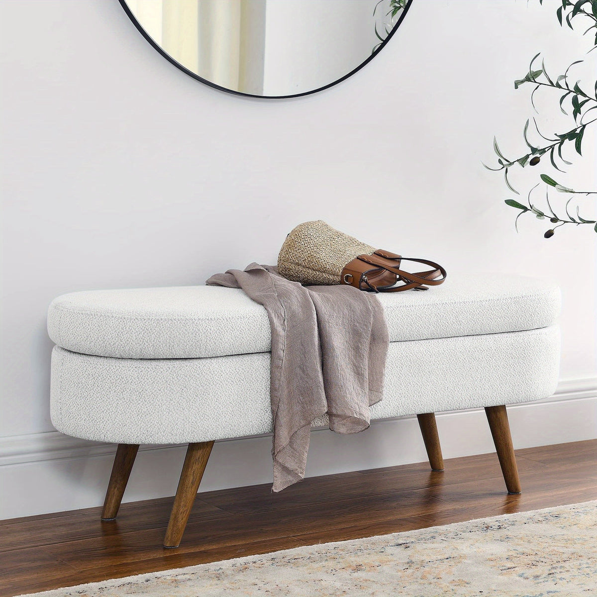 Storage Ottoman Bench shown in the White option