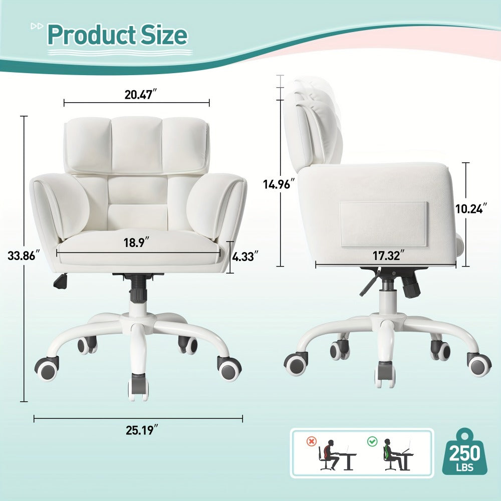 Upholstered Vanity Chair with Adjustable Height and Rolling Wheels detail image - detail view 4