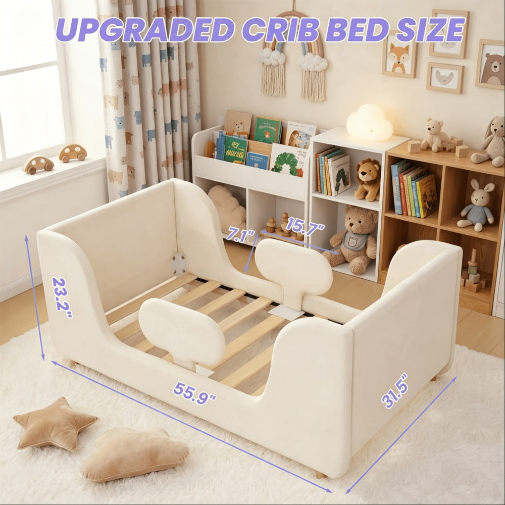 Upholstered Velvet Toddler Bed Frame for Kids' Room and Bedroom detail image - detail view 5