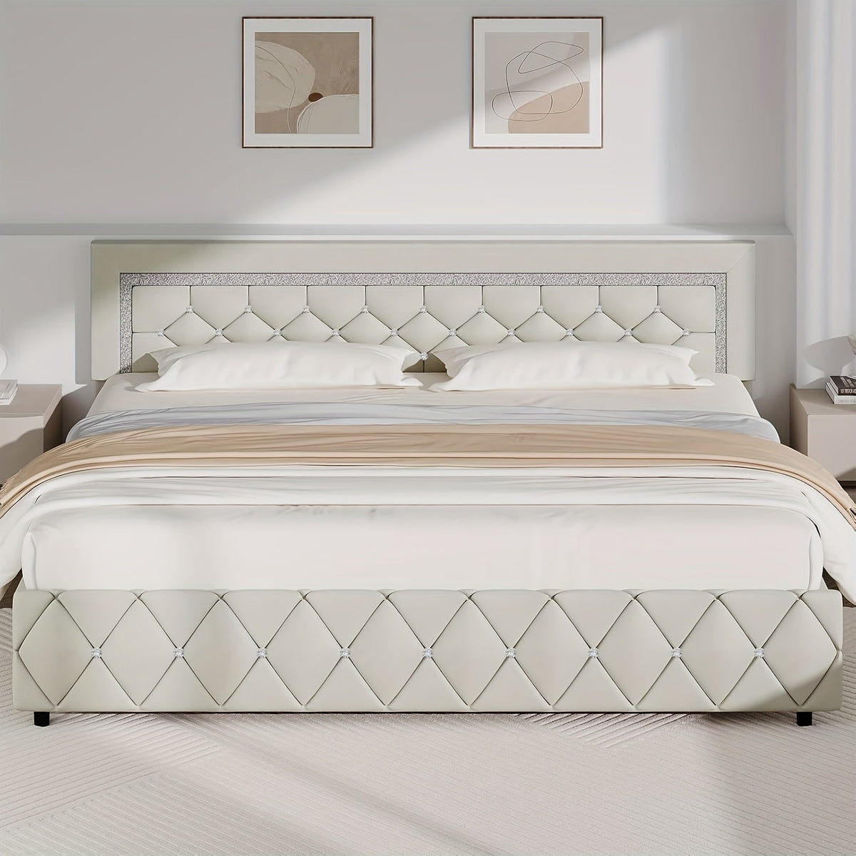 Bed Frame shown in the Beige, King option