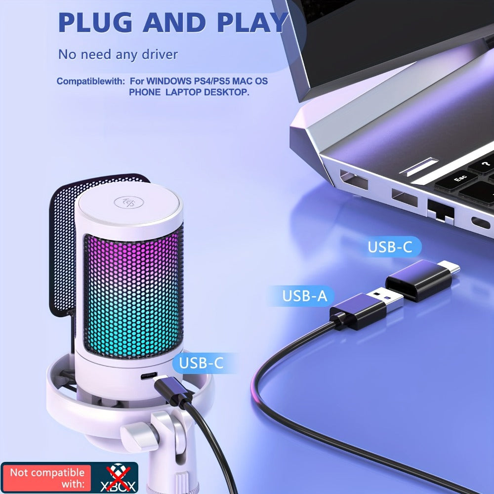 USB RGB Condenser Microphone with Gain, Touch Mute and Monitoring detail image - detail view 4