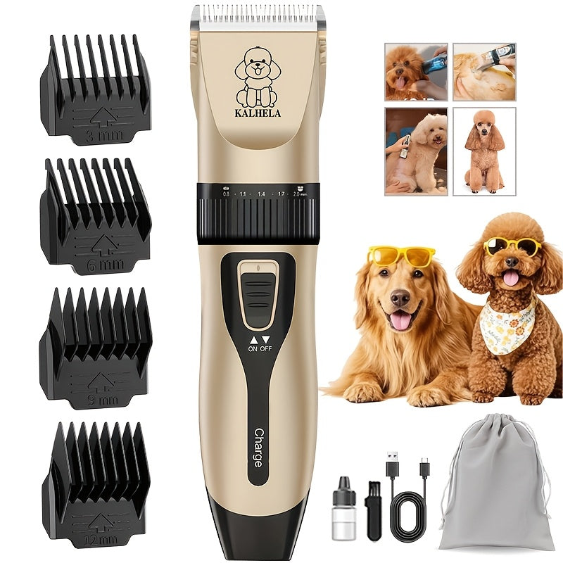 Dog Grooming Kit USB Rechargeable Electric Clippers Ceramic Blade Pet Hair Trimmer with Brush Comb Set for Cats Dogs Golden Red Grey Beauty Sets