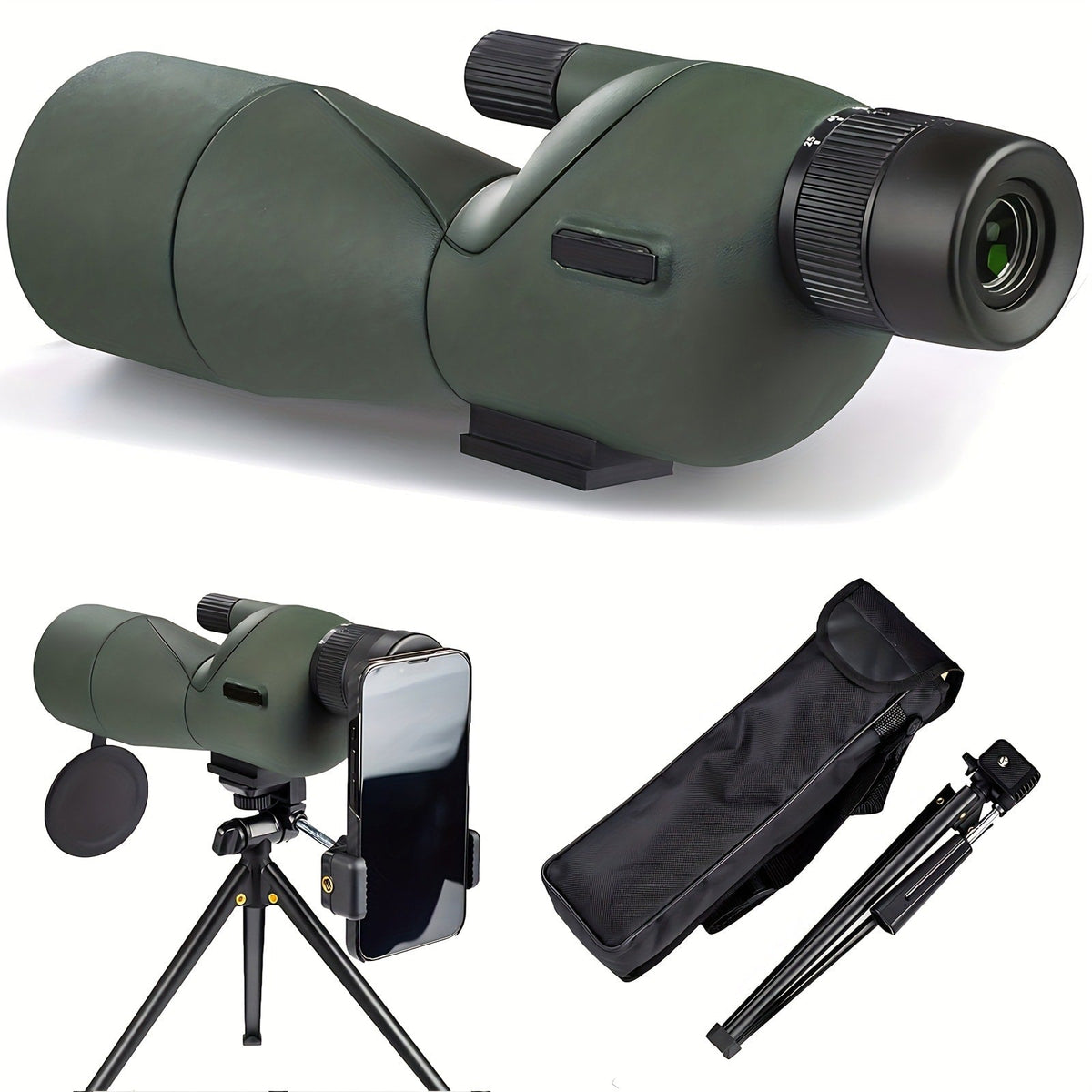 25-75x60 Spotting Scope with Tripod, Carrying Bag & Smartphone Adapter | High-Power Variable Zoom Scope for Target Shooting, Hunting, Bird Watching & Outdoor Sports – Best Gift for Dad