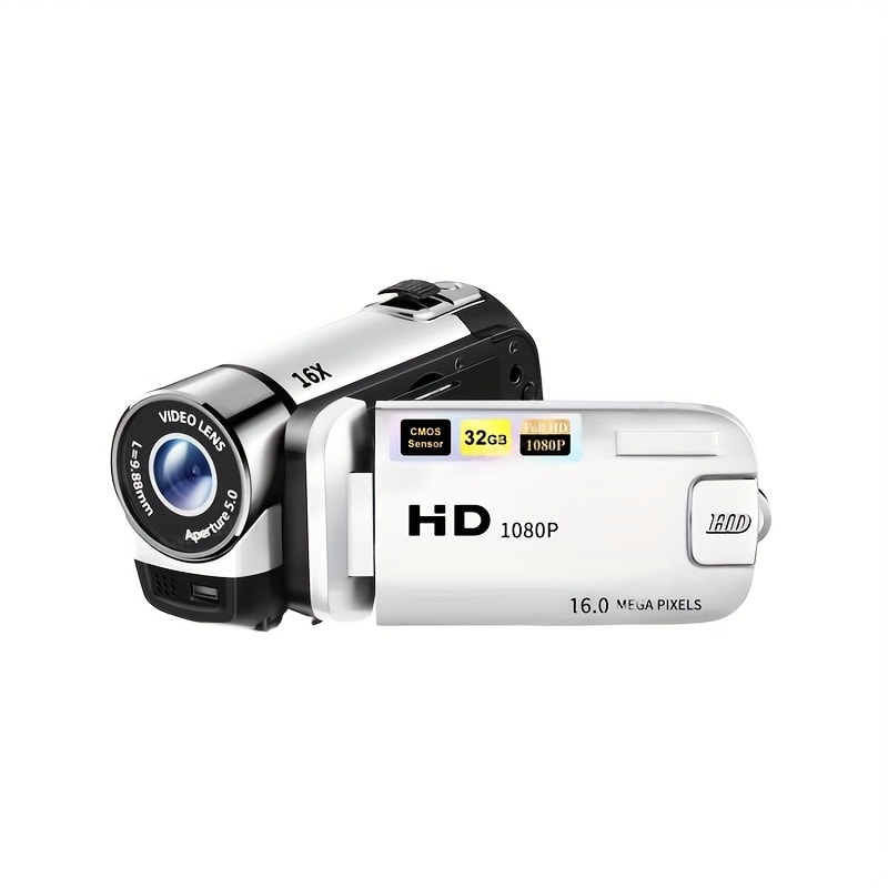 Portable 1080P Digital Camcorder with Rotating Screen & 32G Memory Card | Rechargeable Battery, Selfie Support, Compact Travel Video Camera for Vlogging, Family Gatherings & Everyday Recording