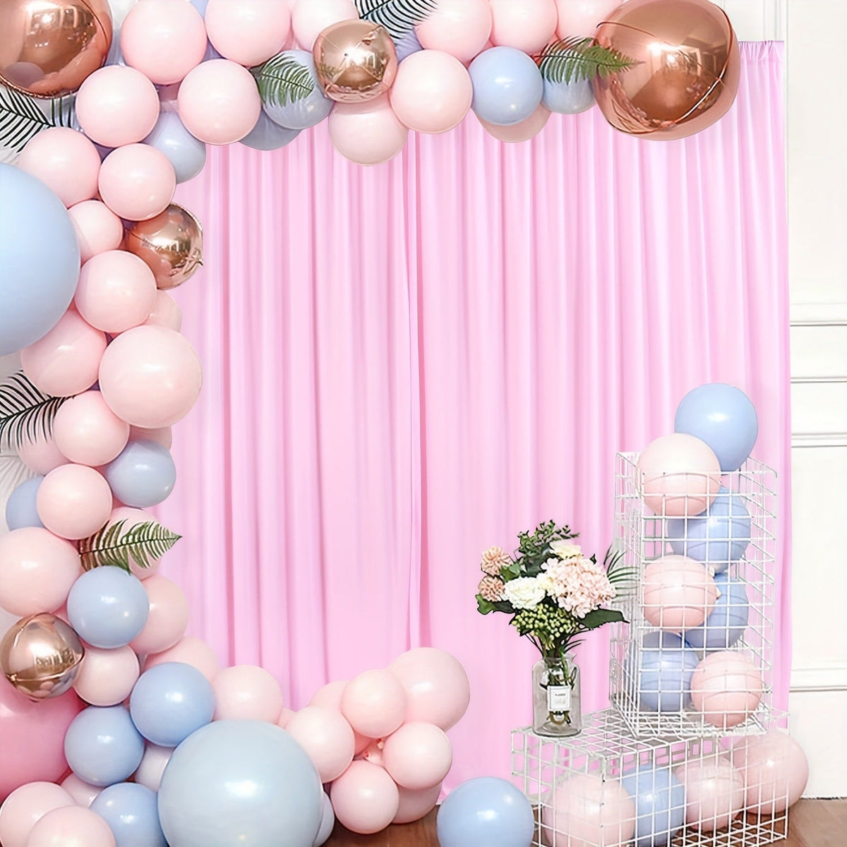 10x10Ft Polyester Photography Backdrop 2-Pack – Photo Booth Background Curtain for Party, Birthday, Wedding, Holiday, Stage & Exhibition Decoration, Wrinkle-Free, Machine Washable, Easy Pole Install