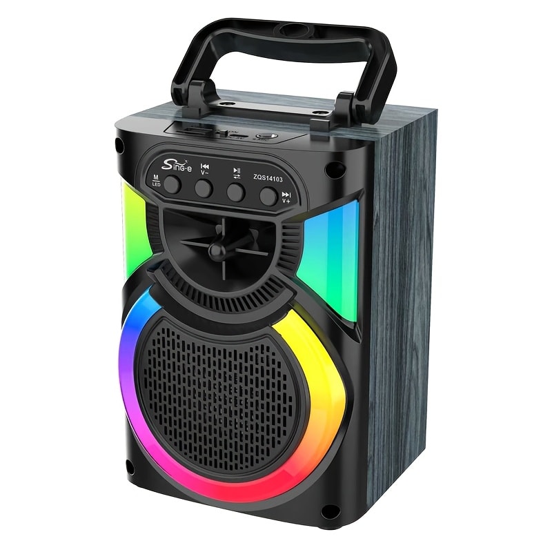 Portable Wireless Karaoke Speaker with Microphone & Bass Boost, TWS Stereo Sound, TF/SD Card Player, Type-C Charging, PA System for Outdoor Street Karaoke Parties Singing Computer DVD