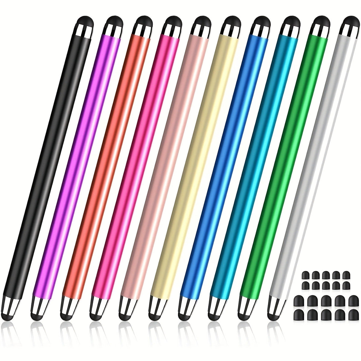 Universal Stylus Pen 10 Pack with 20 Replacement Tips, 2-in-1 Touch Screen Stylus for iPad iPhone Android Samsung Galaxy Tablets Laptops Chromebook, Student Teacher Gift Idea