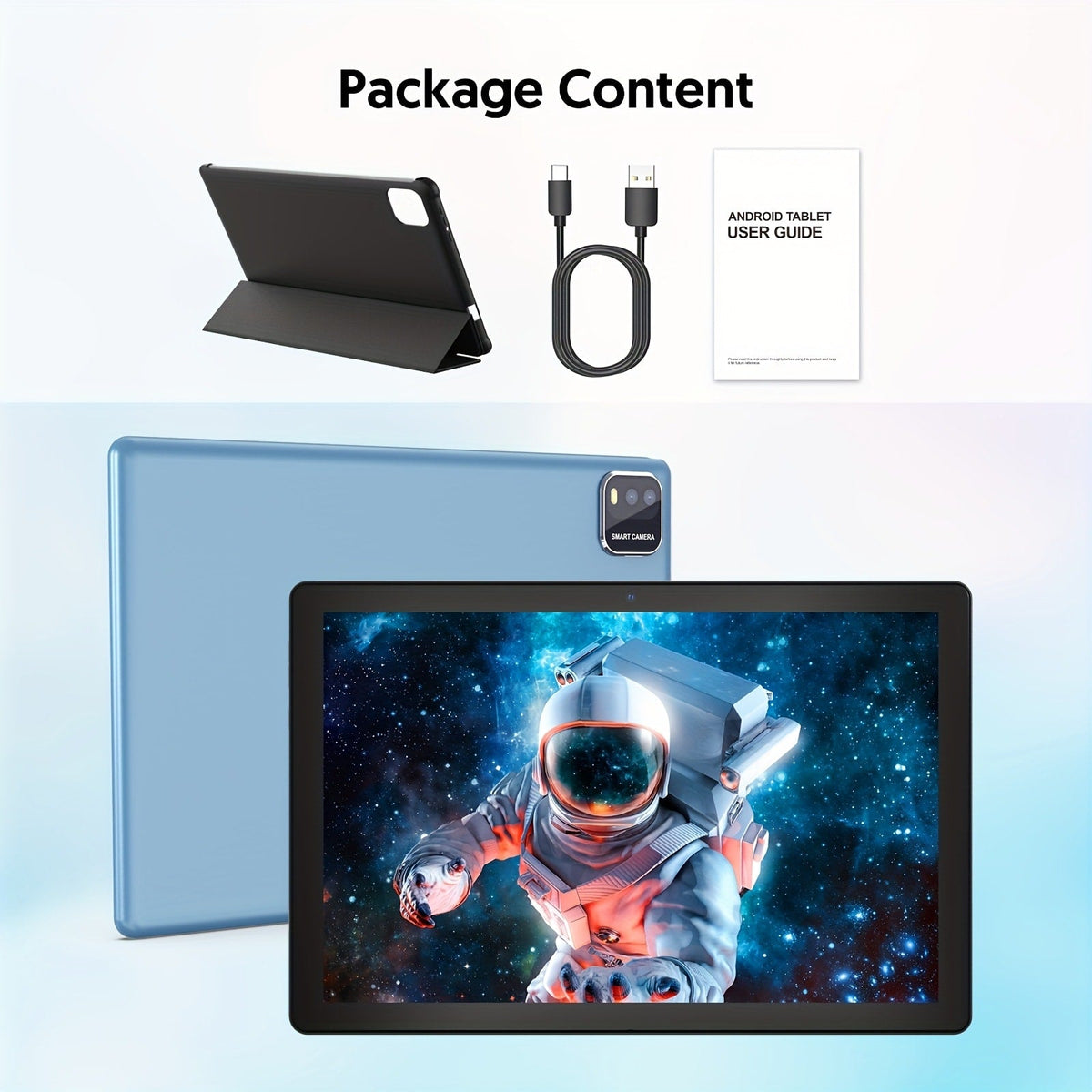 2-in-1 Android 15 Tablet 10 Inch Quad-Core 12GB RAM 64GB ROM 1TB Expandable 6000mAh Battery FHD IPS Display Dual Camera Optional Keyboard Mouse Case Stylus Three Configurations WiFi