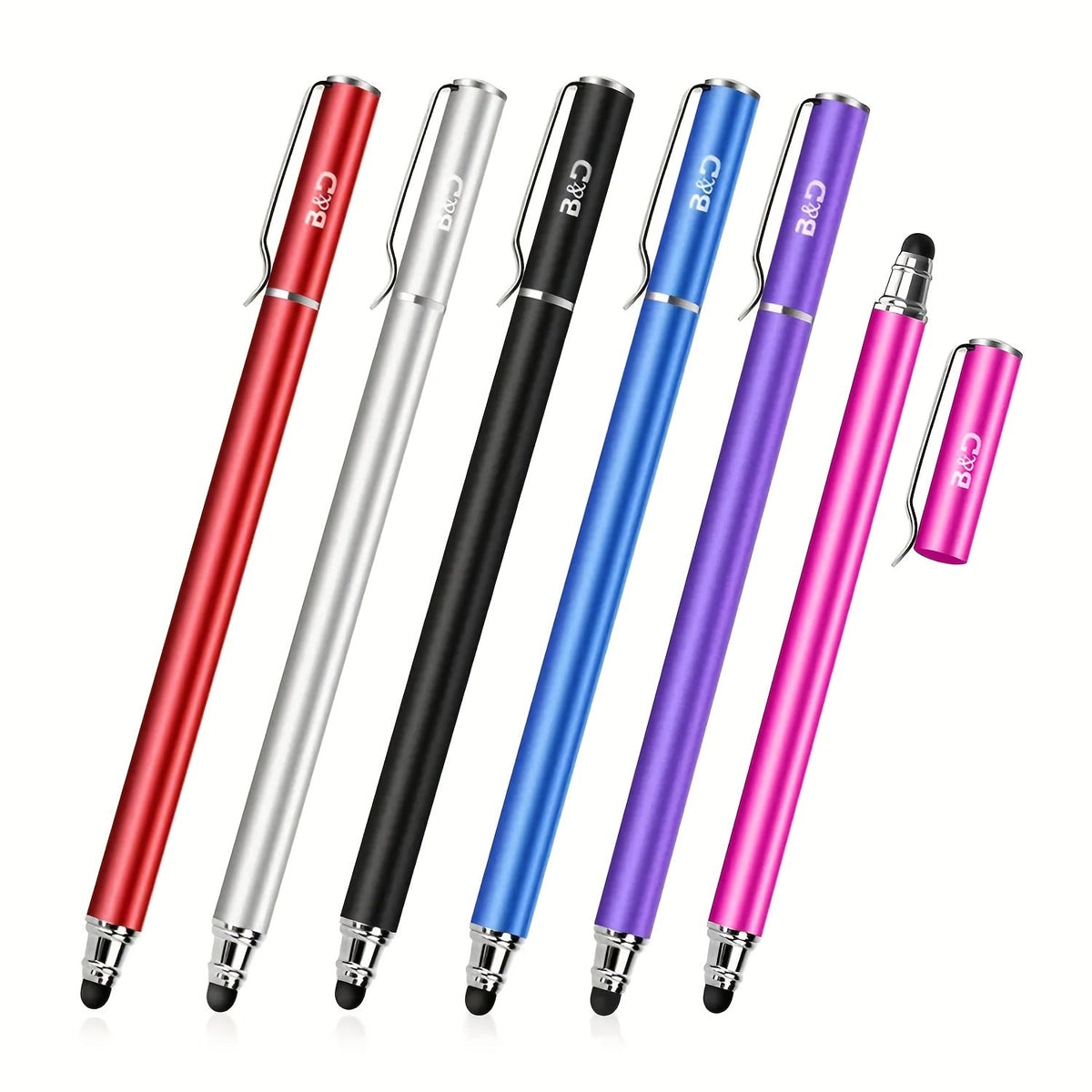 Capacitive Stylus Pen 6 Pack 2-in-1 Universal Touch Screen Stylus with 30 Replaceable Soft Rubber Tips No Battery Required Compatible with iPad iPhone Samsung Galaxy Android Tablets Phones Multicolor Set