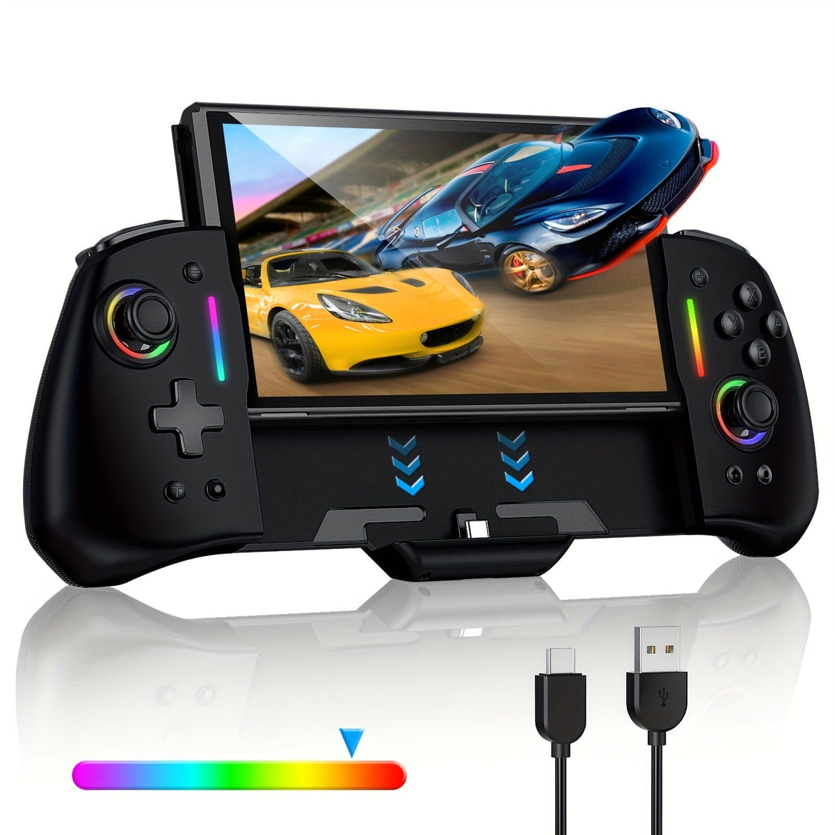 Nintendo Switch Pro Controller RGB One-Piece – Compatible with Switch & Switch OLED, Dual Motor Vibration, Adjustable TURBO, Handheld Mode, Wireless Gaming Controller for Nintendo Switch