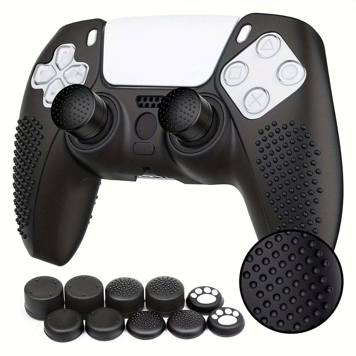 PS5 Controller Silicone Cover with 10 Thumb Grip Caps – Protective Case & Grip Accessories Set for PS5 DualSense Controller, Anti-Slip Skin Cover for PlayStation 5 Controller