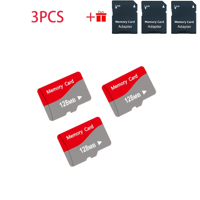UHS-I A1 Micro SD Card 3-Pack with Adapter 128MB 256MB 512MB – High Speed TF Memory Cards for Camera Phone Tablet Car Audio Game Console Point Reading Pen Stereo Secure Storage