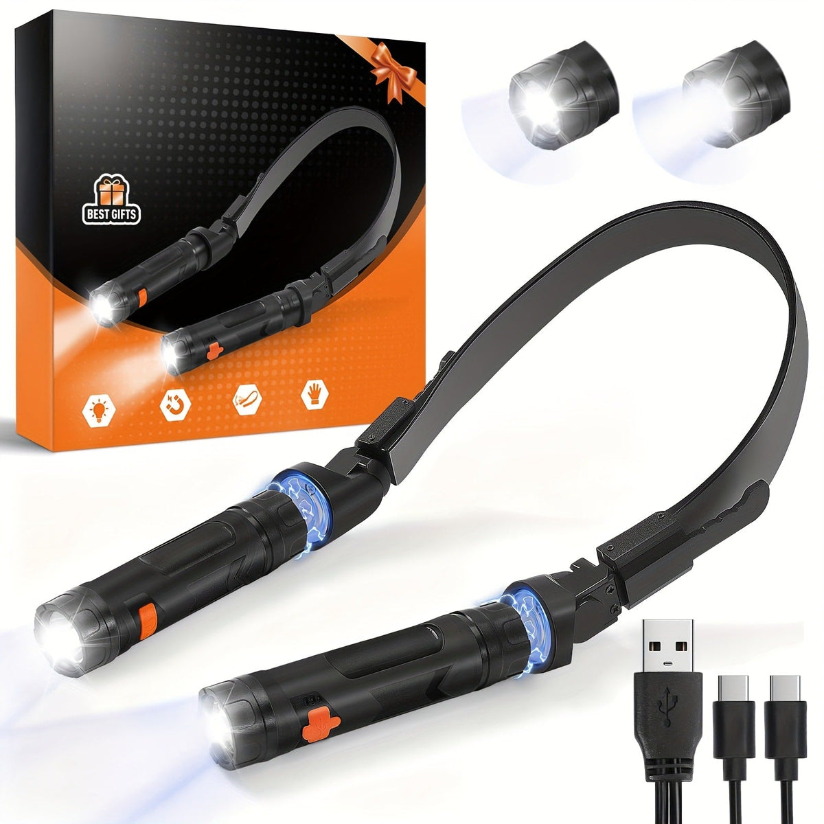 Hands-Free Neck Light LED Wearable Reading Light with Magnetic Base & Flexible Design – Portable Book Light for Reading, Crafting, Grilling, Repairs, Camping & Emergencies