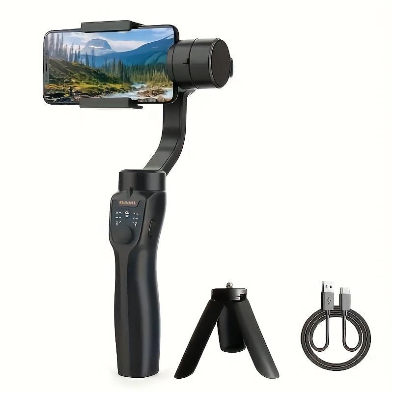 Handheld 3-Axis Smartphone Gimbal Stabilizer with Wireless Bluetooth No App Required Anti-Shake Video Recording – Includes Stand & Mount Compatible with iPhone Android Vlog Travel Live Streaming