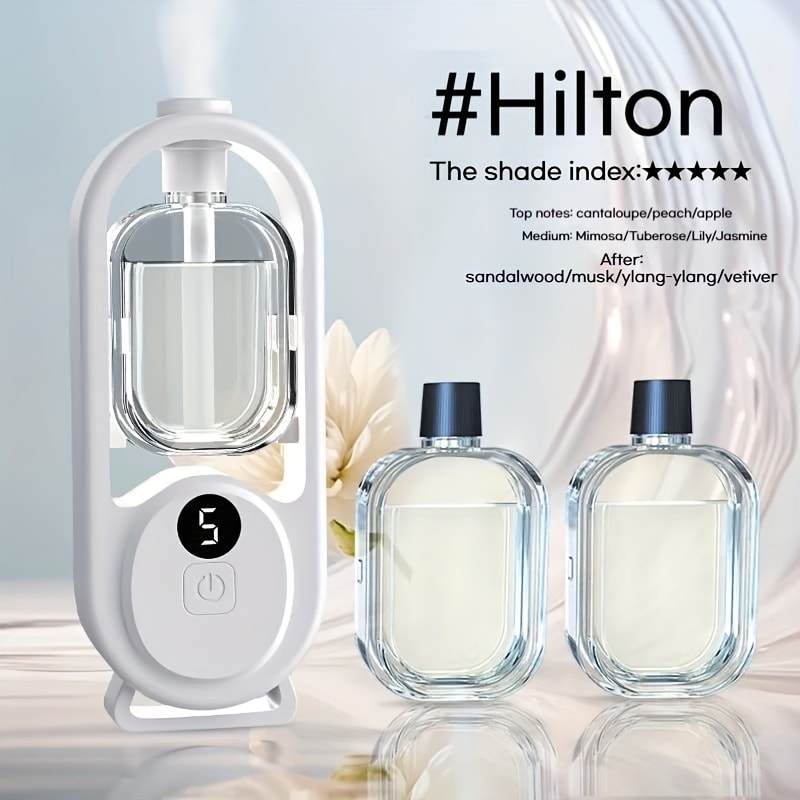7-Color LED Aromatherapy Diffuser 150ml with USB Power, Ultrasonic Whisper-Quiet Mist, Timer Auto Shut-Off for Bedroom Office Yoga – Bundle with Hilton Gardenia Ocean Jasmine Shangri-La Oils