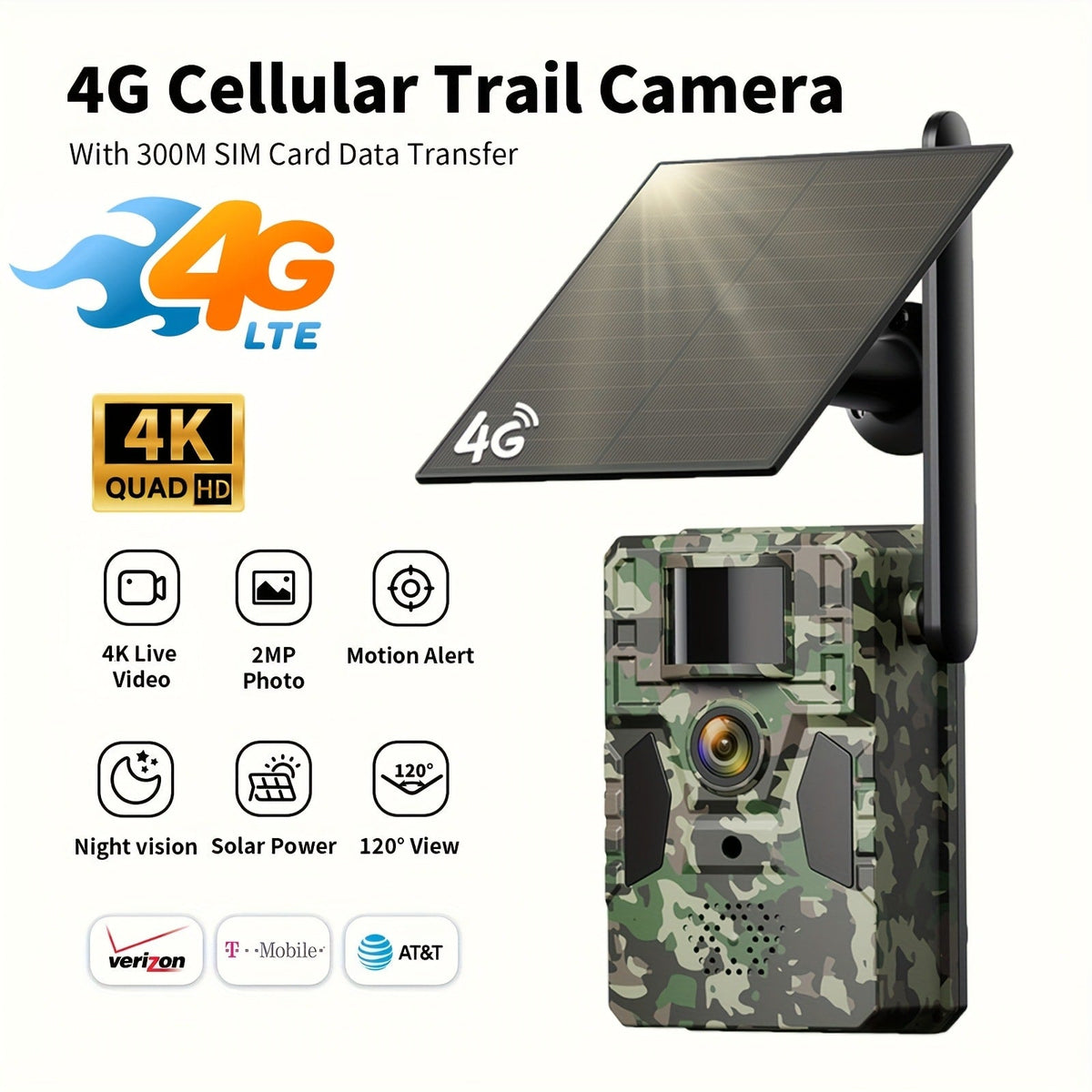 4G Cellular Trail Camera 2K No WiFi Required with Phone App Remote View – Wireless Game Camera for Deer Hunting, Wildlife Scouting, Livestock Monitoring & Rural Property Security