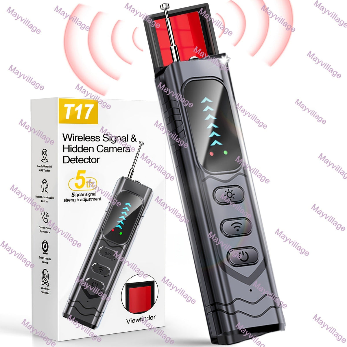 Hidden Camera Detector & Anti-Spy Bug Detector – Portable RF Signal Scanner Finds Wireless Wired GPS Pinhole Infrared Night Vision Cameras, Hotel Travel Privacy Security Device