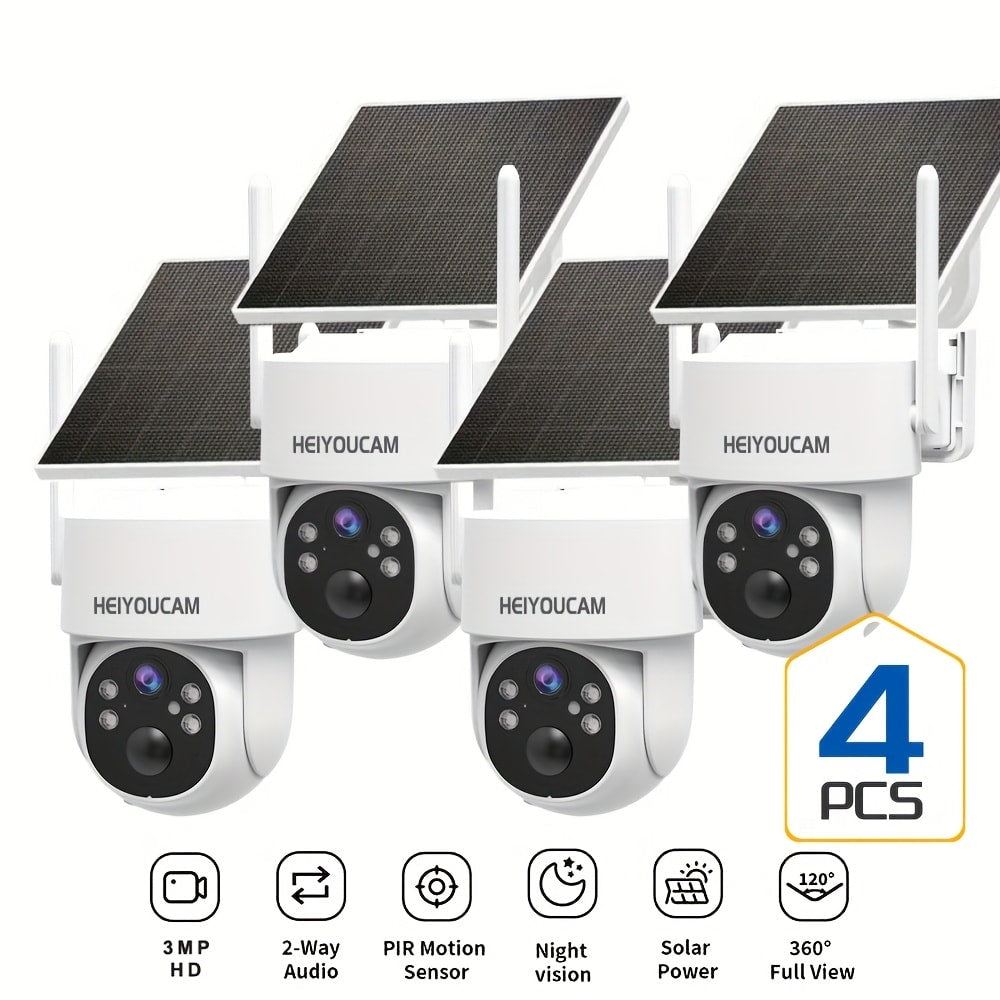 360° Solar PTZ Outdoor Security Camera 3MP, AI Human Auto-Tracking, Smart Siren Alarm, Spotlight Color Night Vision, Two-Way Audio, Weatherproof WiFi – Wire-Free Solar CCTV with Active Deterrent