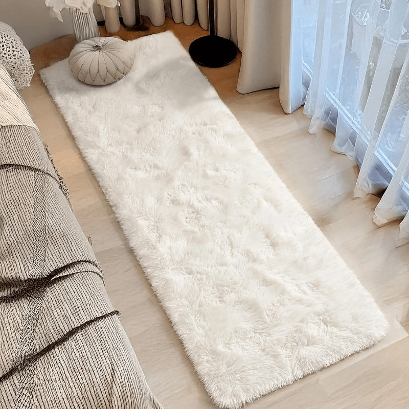 Tie-Dye Knotted Fluffy Mat Super Soft Thickened – Cozy Indoor Area Rug for Living Room, Bedroom & Office, Stylish Floor Covering 15.74x47.24 in – Dark Gray, Light Grey, Pink, White, Purple