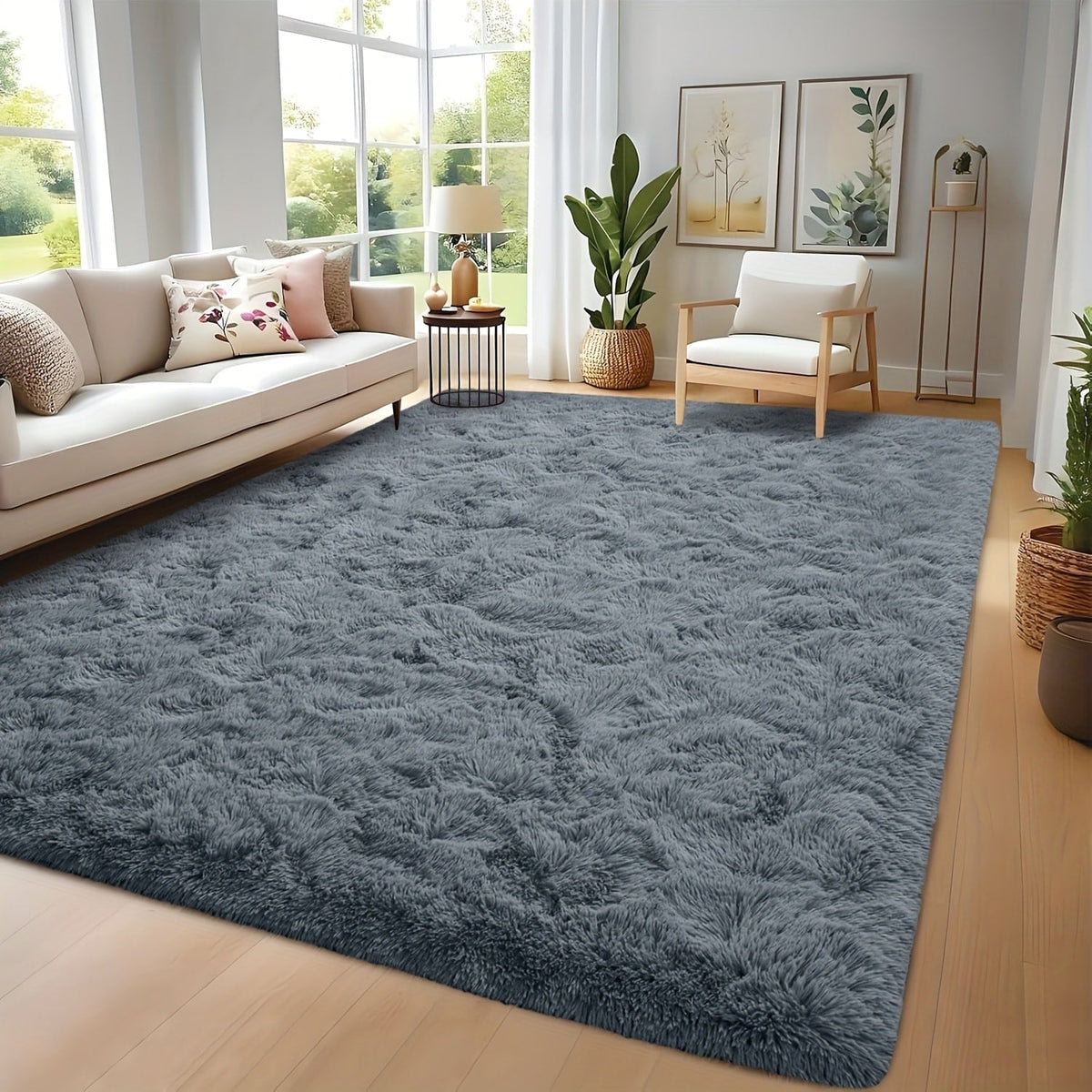 Tie-Dye Shaggy Fluffy Area Rug Non-Slip Machine Washable – Soft Plush Fuzzy Carpet for Bedroom, Living Room, Hallway & Dorm – 6 Colors, 4 Sizes: 2x6, 3x5, 6x9, 8x10 Ft