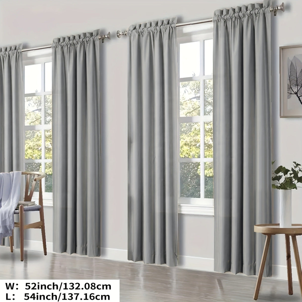 Blackout Curtains 4 Panels Thermal Insulated Room Darkening Drapes – Rod Pocket, Energy Saving, Solid Color for Bedroom & Living Room, 7 Colors & Multiple Sizes