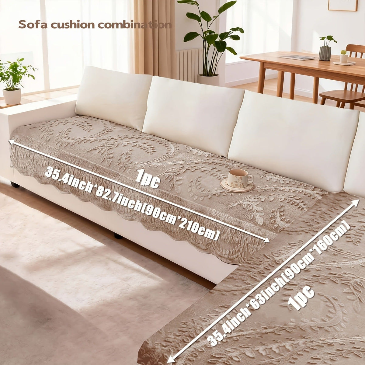 Faux Rabbit Fur Sofa Cover Thickened Quilted Plush Warm Non-Slip Machine Washable Pet Friendly Breathable Sofa Cushion for Living Room Bedroom Office - 2 3 Seater Large