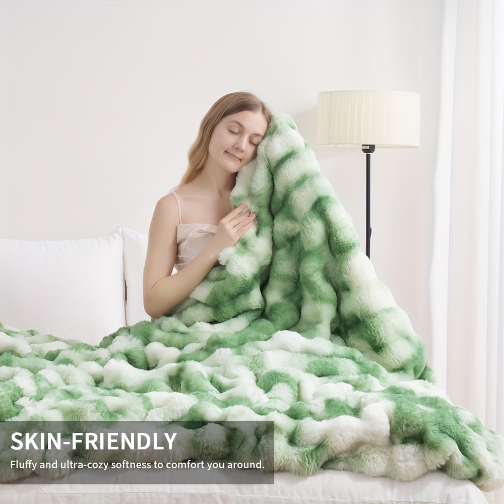 Faux Rabbit Fur Throw Blanket – Ultra-Soft Plush Fleece for Bed, Couch, Sofa & Travel, All Season, 11 Colors, Throw to King Size