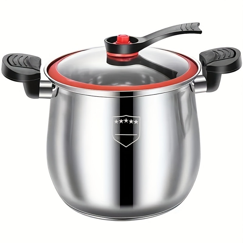 Stainless Steel Quick Cooking Pot with Lid Large Capacity – Food-Grade Non-Stick Scratch-Resistant Saucepan | Induction & Gas Stove Compatible Stew Soup Pot Even Heating Kitchen Cookware