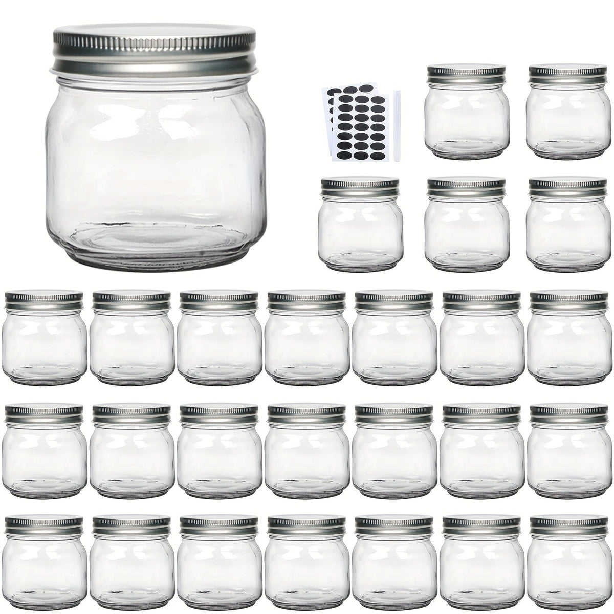 Mason Jars 8oz Glass Jars with Lids – 9/18/27/36 Pack Regular Mouth Canning Jars for Storage, Spices, Jelly, Jam, Honey & Caviar | Dishwasher Safe Spiral Lid Kitchen Storage Containers Set