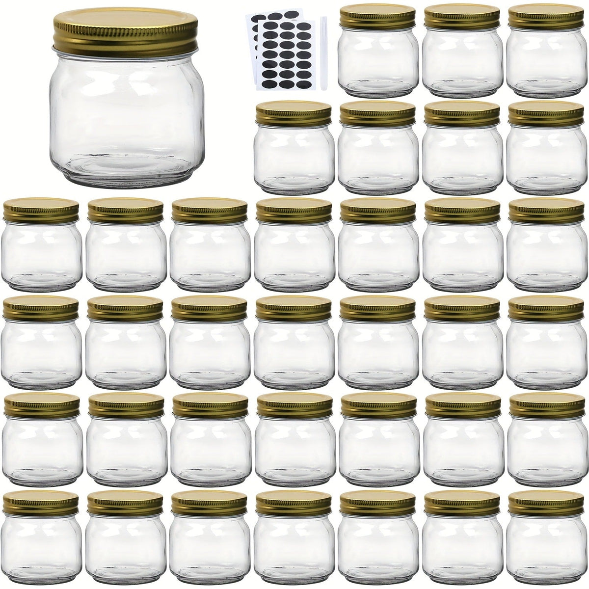 Mason Jars 8oz Glass Jars with Lids – 9/18/27/36 Pack Regular Mouth Canning Jars for Storage, Spices, Jelly, Jam, Honey & Caviar | Dishwasher Safe Spiral Lid Kitchen Storage Containers Set