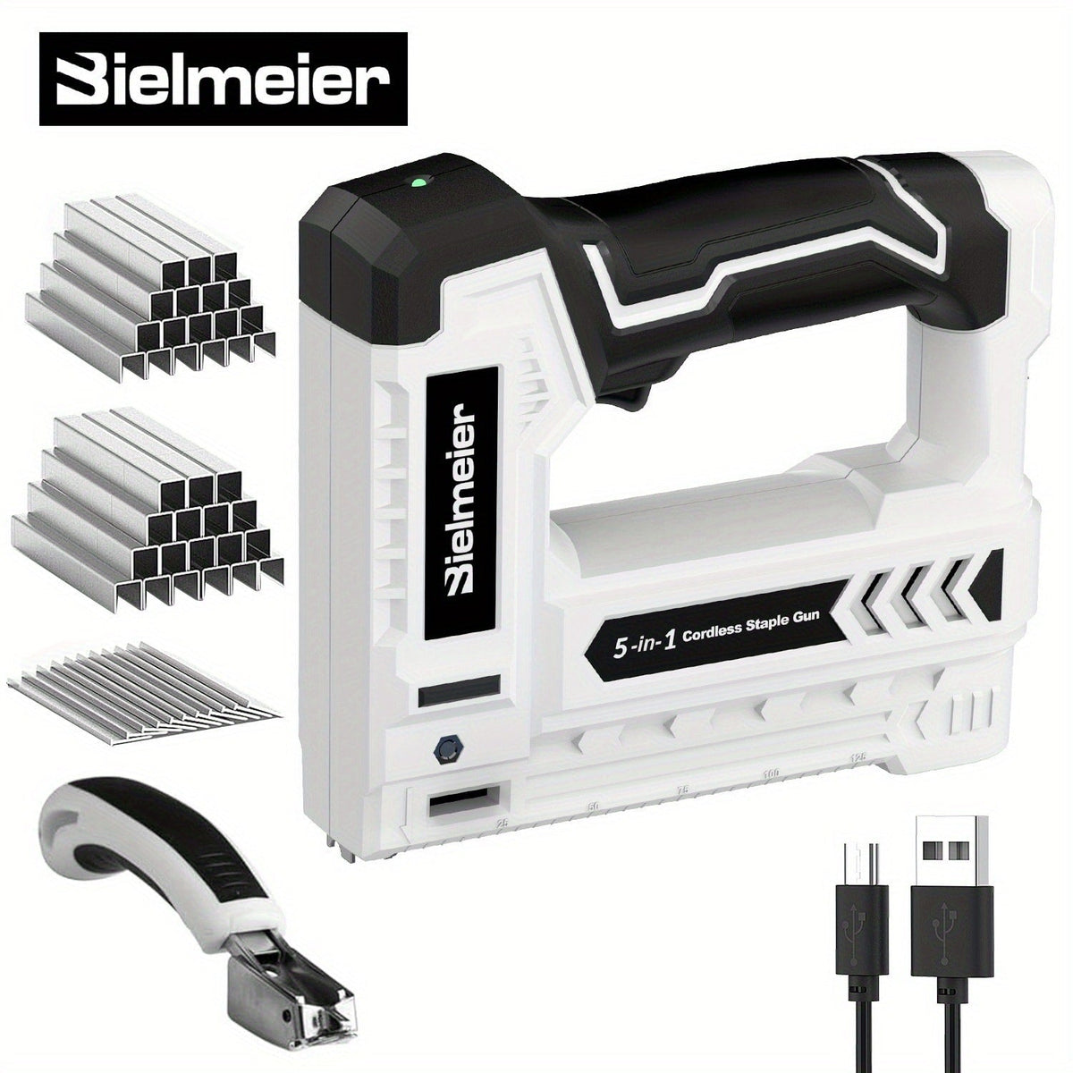 Cordless Stapler Brad Nailer 2-in-1 4V / 20V No Compressor – Lightweight with Battery, Charger & 1600pcs Nails & Staples, for Carpentry, Home Improvement, Upholstery & DIY – Multiple Colors & Upgrade Versions