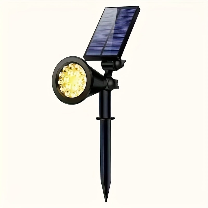 Solar Landscape Lights 2-in-1 Wall & Ground – Independent Adjustable Solar Panel Auto On/Off | 8 Color Modes Outdoor Solar Spotlight for Garden, Driveway, Sidewalk & Pool Area | IP44 Waterproof