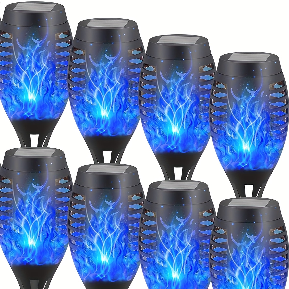 Solar Torch Lights Flickering Flame Outdoor – Auto On/Off Dancing Flame Solar Garden Lights IP54 Waterproof | Landscape Pathway Torch for Garden, Yard, Patio & Christmas Decoration | 6/8/12pcs Blue