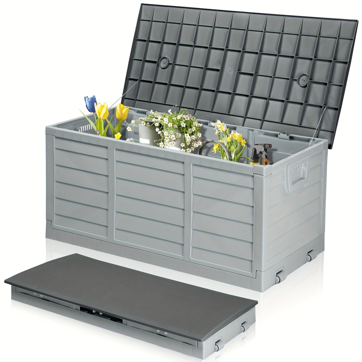 75 Gallon Deck Box with Wheels – 284L Resin Outdoor Storage Box Lockable Plastic Container for Patio, Pool & Garden, 110 lbs Capacity, Multiple Colors, Weatherproof Outdoor Storage Cabinet