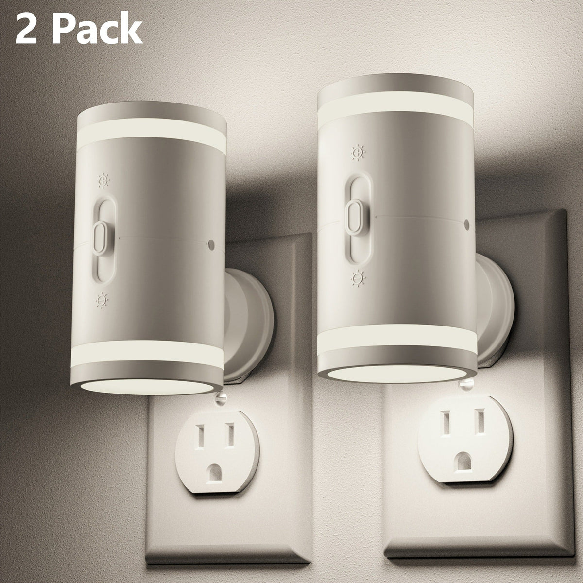 LED Night Light Plug In Dusk to Dawn Sensor – 5-120LM Adjustable Brightness, 3 Color Temperatures, Modern Plug-In Night Lights for Hallway, Bedroom, Staircase, Bathroom & Toddler Room, 2 or 4 Pack