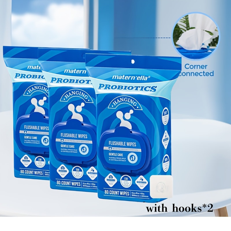 Flushable Wet Wipes for Adults with Probiotics – Plant-Based Fibers, Fragrance Free, Sewer Safe, Soft & Thick Disposable Butt Wipes, Travel & Camping Must-Have, for Incontinence & Personal Care (3/5/6/8 Packs)