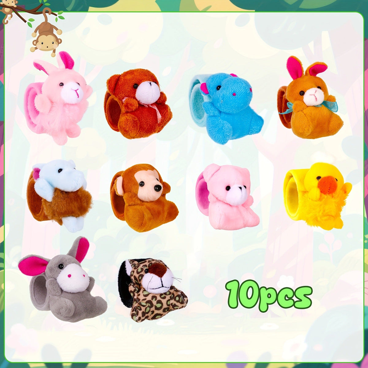Stuffed Animal Slap Bracelets for Party Favors, 6 to 30-Piece Options