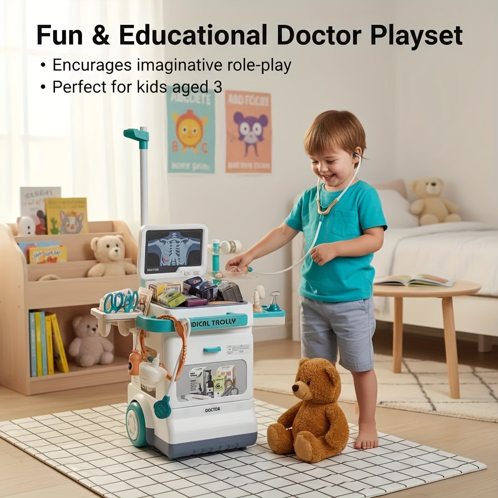 Kids Doctor Kit, 25-Piece Pretend Play Medical Set with Toy Stethoscope