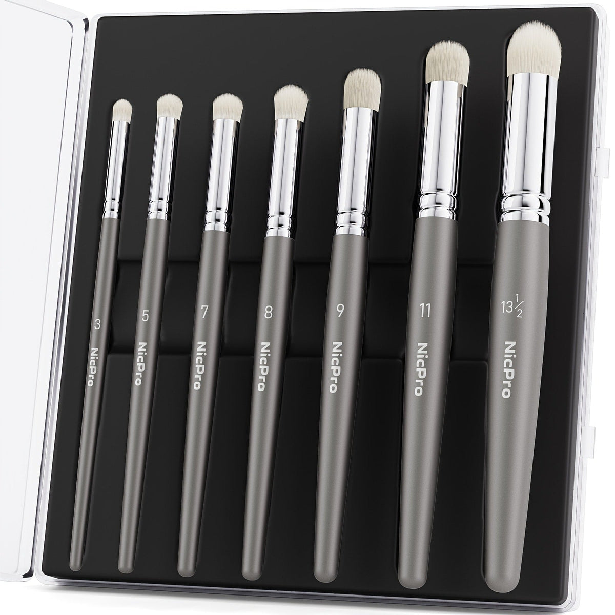 Dry Brush Set for Miniature Painting 7 Sizes – Professional Drybrush Kit with Storage Case | Hobby Detail Paint Brushes for Models Warhammer DnD Figures | Black & Gray | Gift for Hobbyists