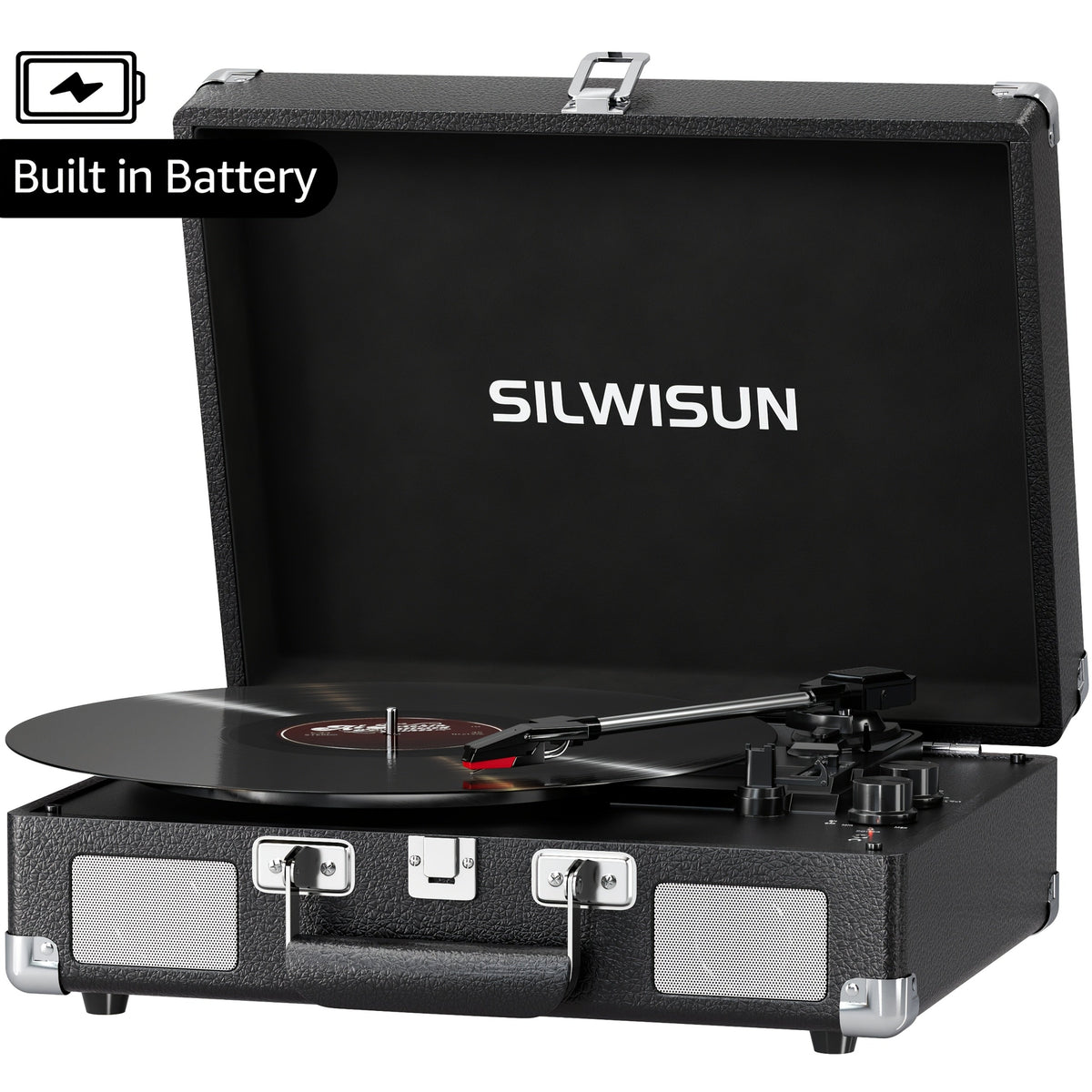 Vinyl Record shown in the Black Silvery option