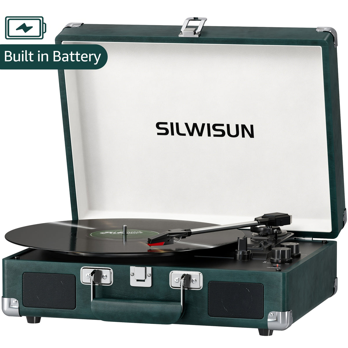 Vinyl Record shown in the Green Black option