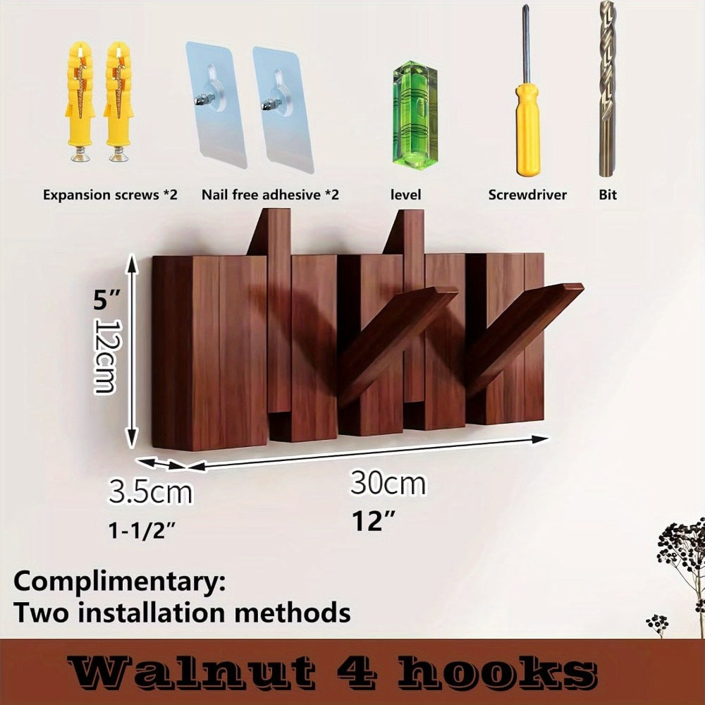 Wall-Mounted Solid Wood Coat Rack, Coat and Hat Organizer for Entryway detail image - detail view 3