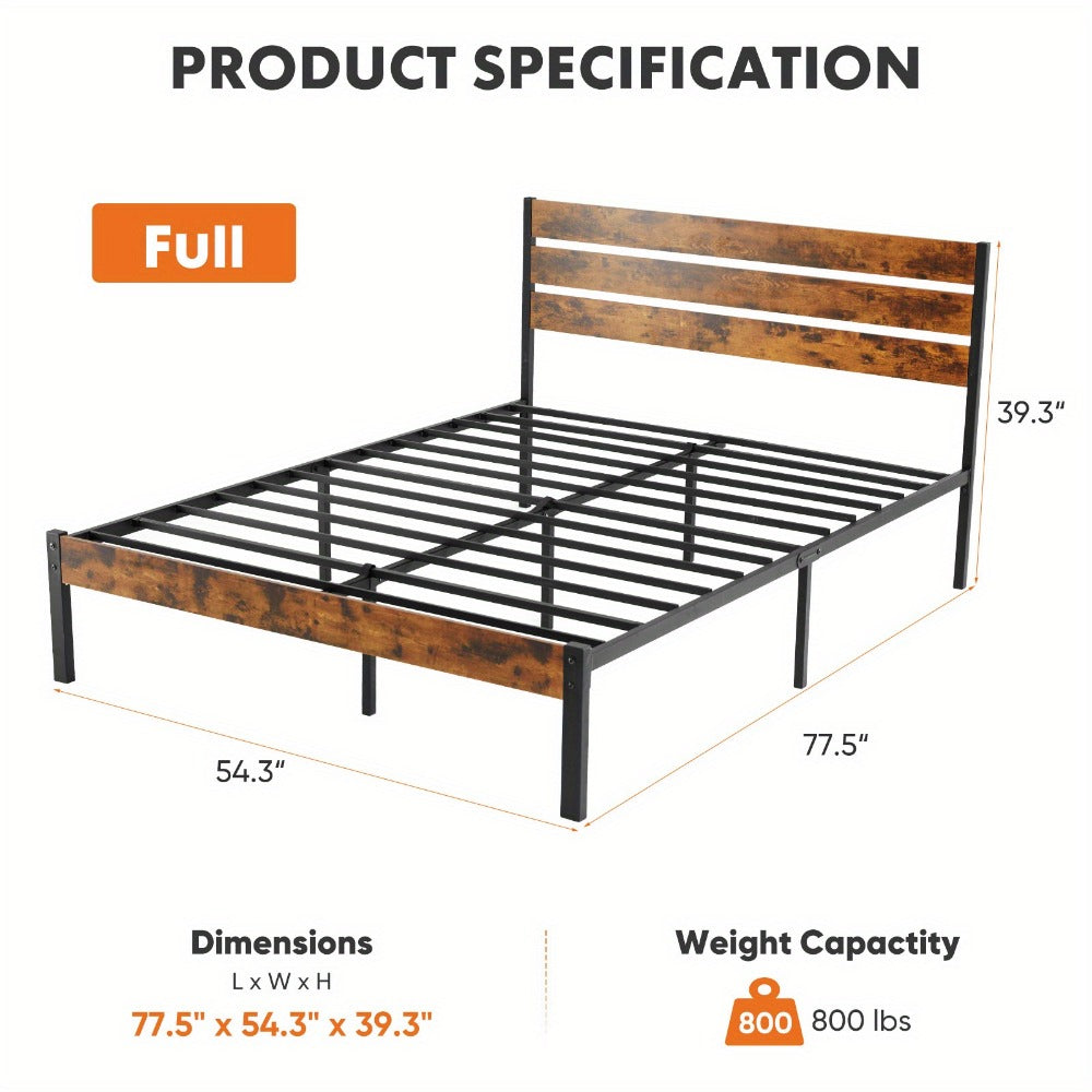 Wood Metal Bed Frame with Headboard and Footboard and No Box Spring Needed detail image - detail view 7