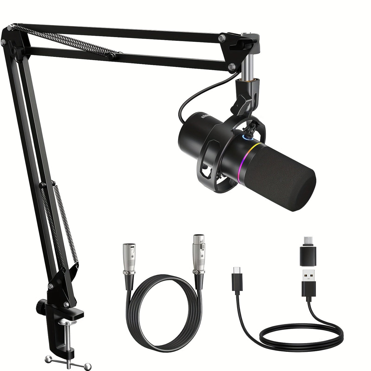 XLR and USB Dynamic Microphone Kit shown in the Black option