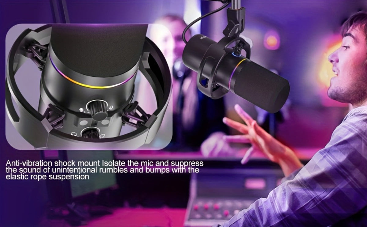 XLR and USB Dynamic Microphone Kit with Noise Control and Boom Arm detail image - detail view 13