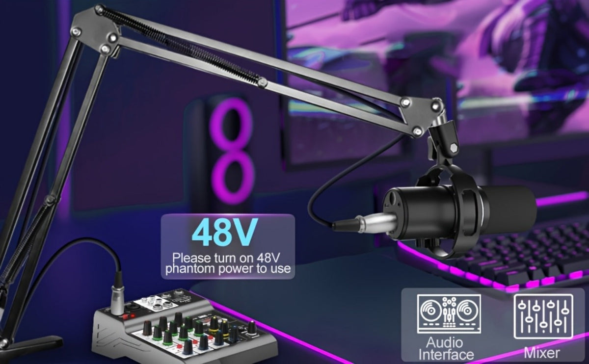 XLR and USB Dynamic Microphone Kit with Noise Control and Boom Arm detail image - detail view 17