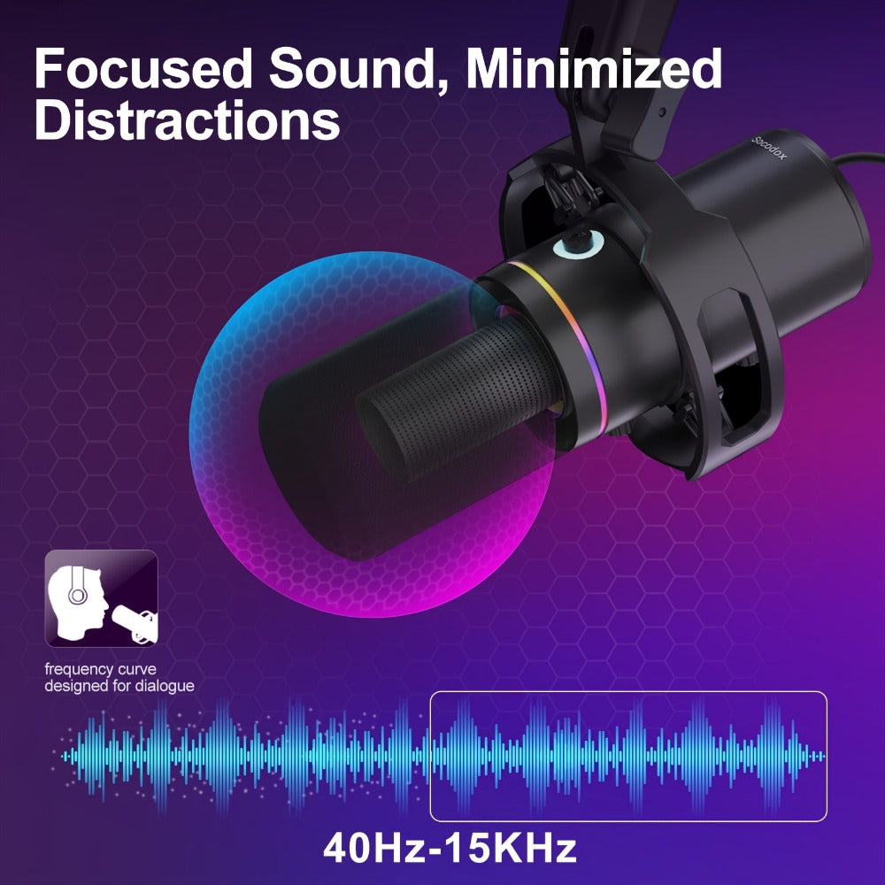 XLR and USB Dynamic Microphone Kit with Noise Control and Boom Arm detail image - detail view 5