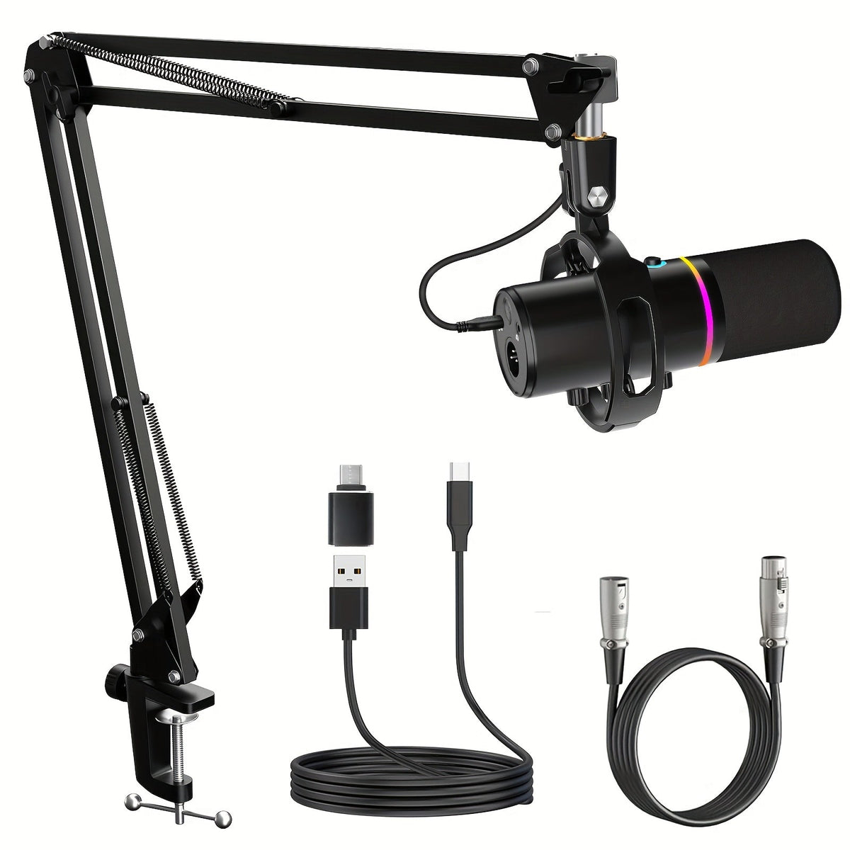 XLR and USB Dynamic Microphone Kit shown in the Black option